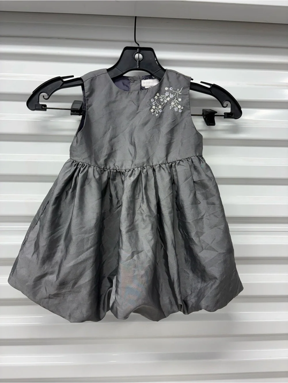 Gymboree Girls Gray A-Line Sleeveless Embroidered Button Back Dress